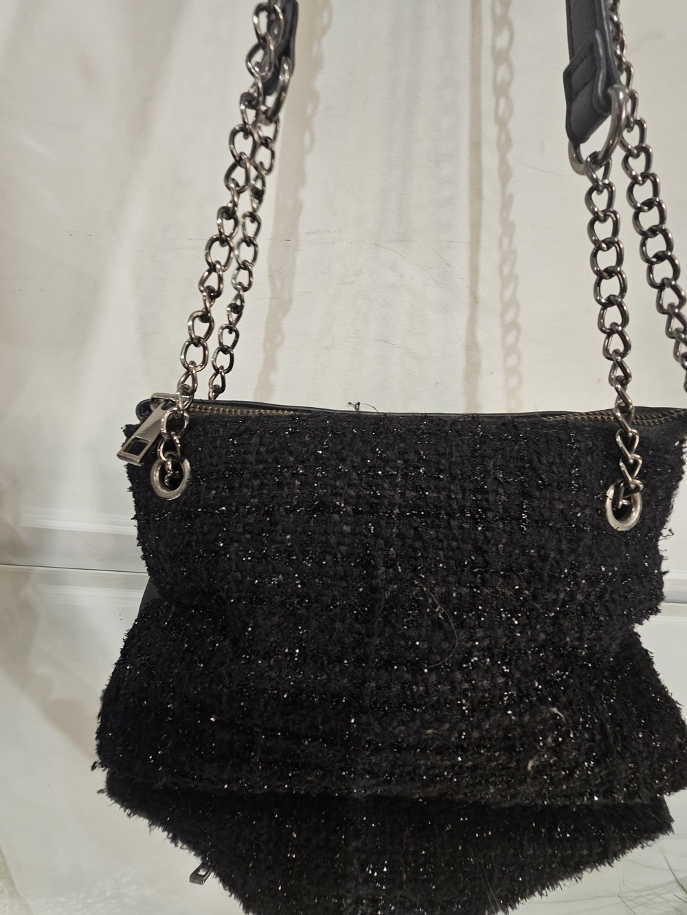 Black Chain-Handle Women's Evening Shoulder Bag